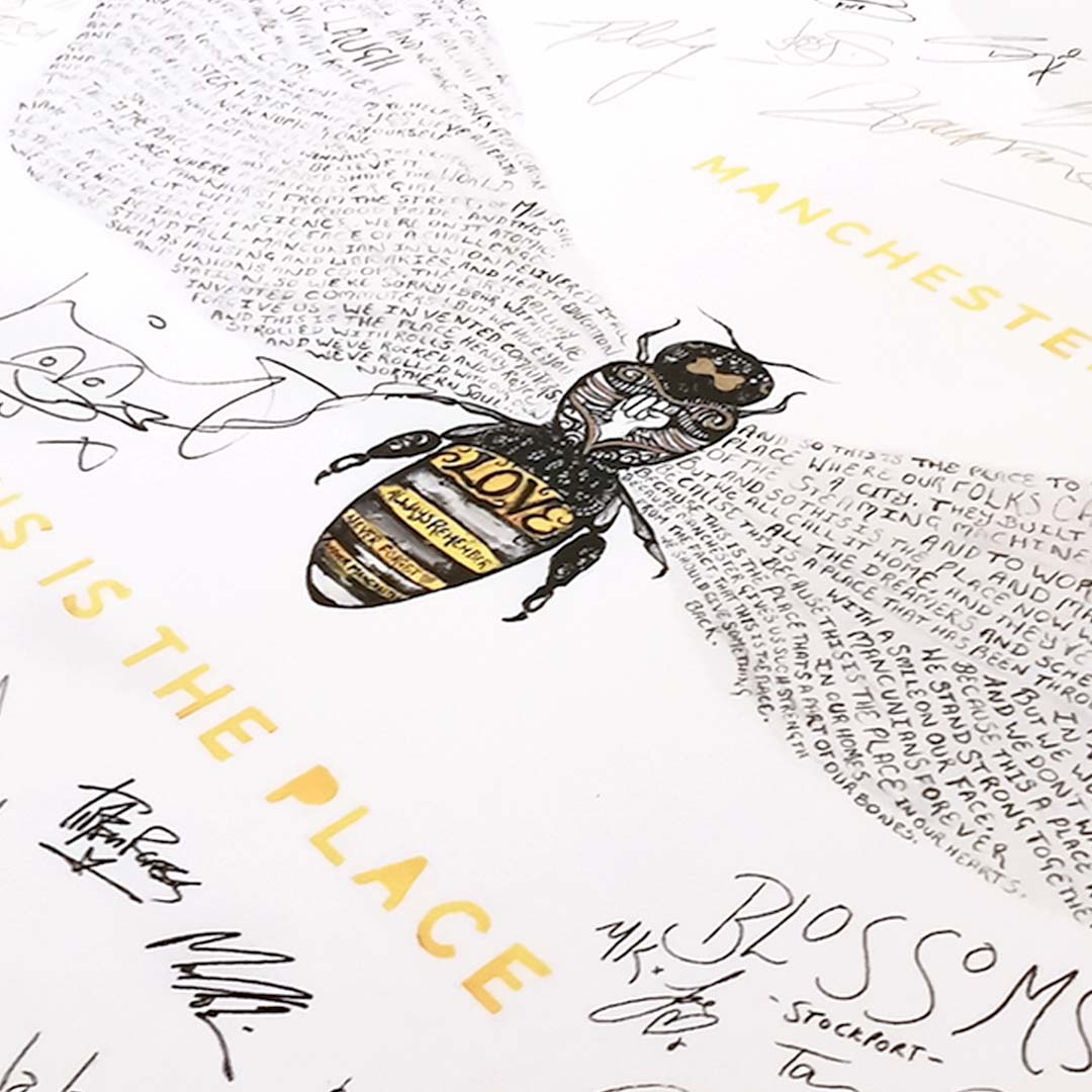 Bee Love | This is the Place | Gold Limited Edition A2 Signed Print Print Amy Coney Art & Design