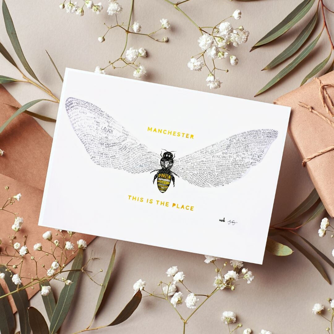 Bee Love | Manchester| This Is The Place | Card Card Amy Coney Art & Design A6 Greetings Card 