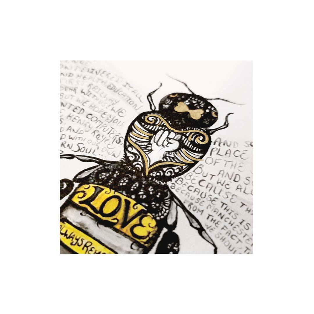 Bee Love | This is the Place | Gold Limited Edition A2 Signed Print Print Amy Coney Art & Design 